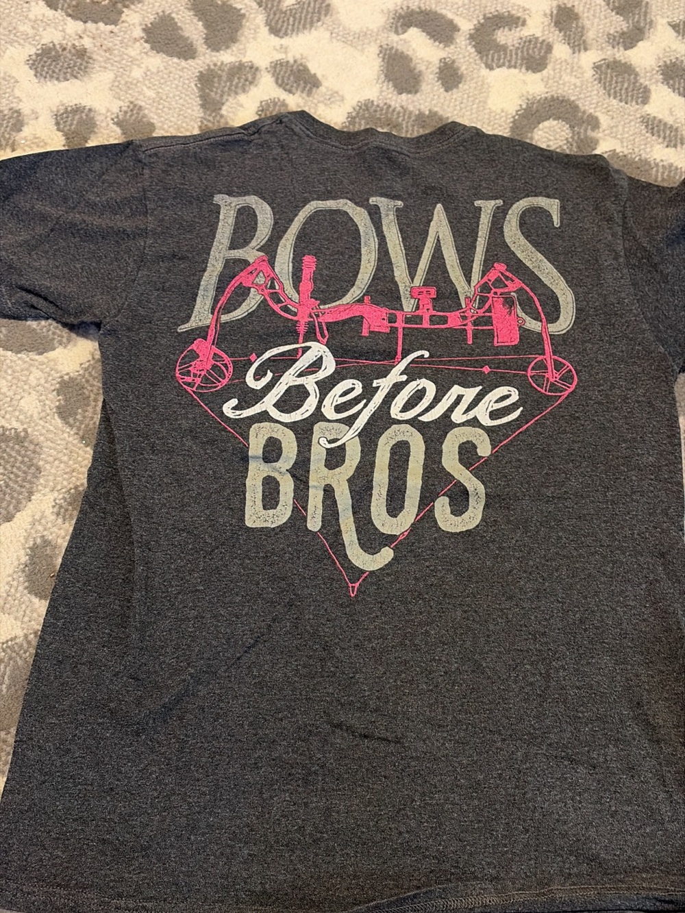 Bass Pro Shops Charcoal Tee with Pink & Cream Back Graphic